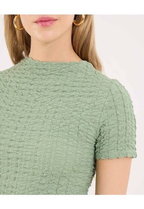 Camiseta Para Mujer Manga Corta Cuello Alto Color Verde Marca Ostu #40092622