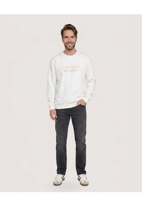 Buzo Cuello Redondo Con Screen  Para Hombre Crema Ostu