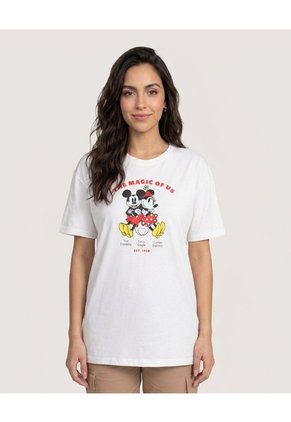 Camiseta Mickey Minnie Magic  Para Mujer Crema Ostu
