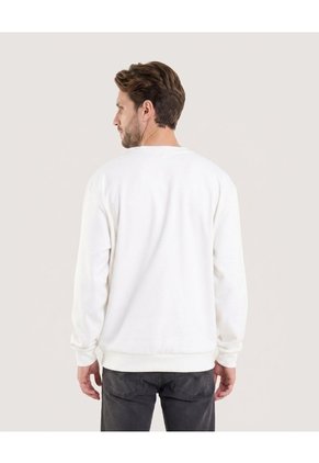 Buzo Cuello Redondo Con Screen  Para Hombre Crema Ostu