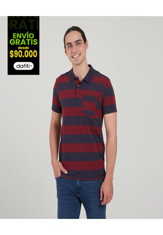 Polo Para Hombre Cuello Tejido Con Bolsillo Color Vino Marca Ostu #60110539 Ostu