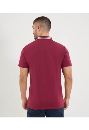 Polo Para Hombre Cuello Tejido Sin Bolsillo Color Vino Marca Ostu #60110837