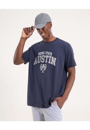 Camiseta Para Hombre Manga Corta Cuello Redondo Color Azul Marca Ostu #60091697