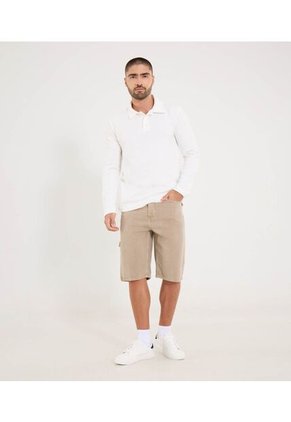 Bermuda Para Hombre Regular Largo Color Beige Marca Ostu #60100484