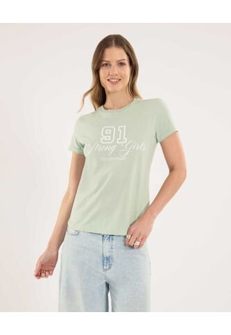 Camiseta Para Mujer Manga Corta Cuello Redondo Color Verde Marca Ostu #40092613 Ostu