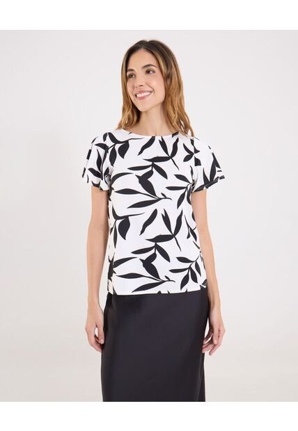 Camiseta Para Mujer Manga Corta Cuello Redondo Color Negro Marca Ostu #40092671