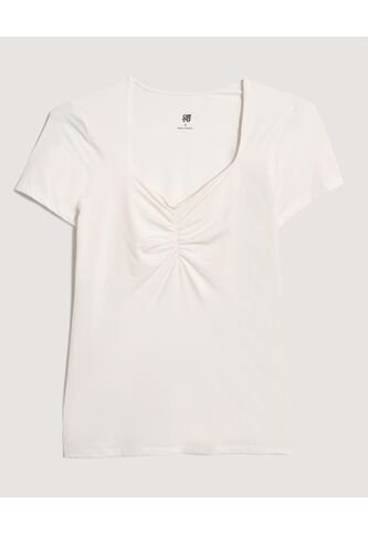 Camiseta  Para Mujer Manga Corta Cuello V Color Crema Marca Ostu #40092683 Ostu