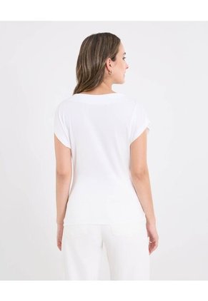 Camiseta  Para Mujer Manga Corta Cuello Redondo Color Crudo Marca Ostu #40092785