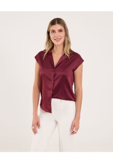 Blusa  Para Mujer Manga Sisa Color Vino Marca Ostu #40121189