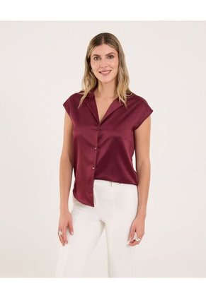 Blusa Para Mujer Manga Sisa Color Vino Marca Ostu #40121189