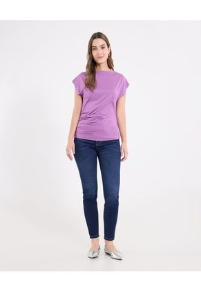 Camiseta  Para Mujer Manga Corta Cuello Redondo Color Morado Marca Ostu #40092786