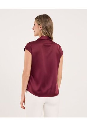 Blusa Para Mujer Manga Sisa Color Vino Marca Ostu #40121189