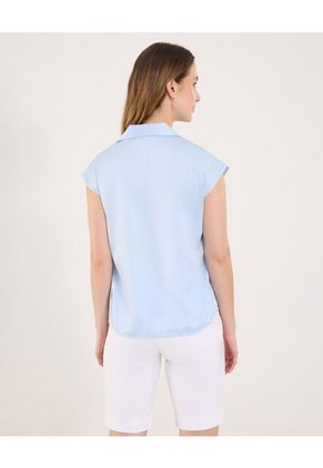Blusa Para Mujer Manga Sisa Color Celeste Marca Ostu #40121190