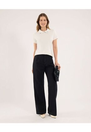 Polo Para Mujer Manga Corta Color Crudo Marca Ostu #40110181