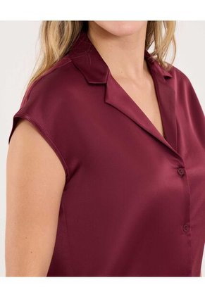 Blusa Para Mujer Manga Sisa Color Vino Marca Ostu #40121189