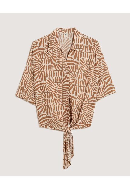 Blusa  Para Mujer Manga Corta Color Camel Marca Ostu #40121213