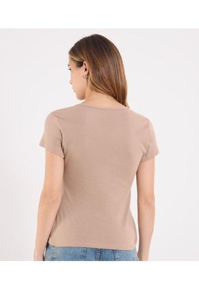 Camiseta Para Mujer Manga Corta Cuello Redondo Color Café Marca Ostu #40092629