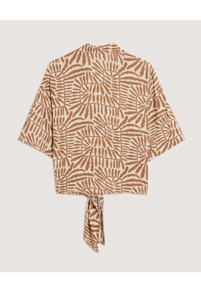 Blusa  Para Mujer Manga Corta Color Camel Marca Ostu #40121213