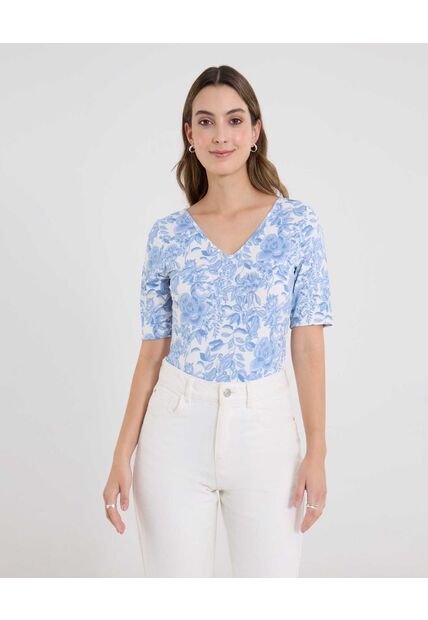 Body  Para Mujer Manga 3/4 Color Azul Marca Ostu #40200218