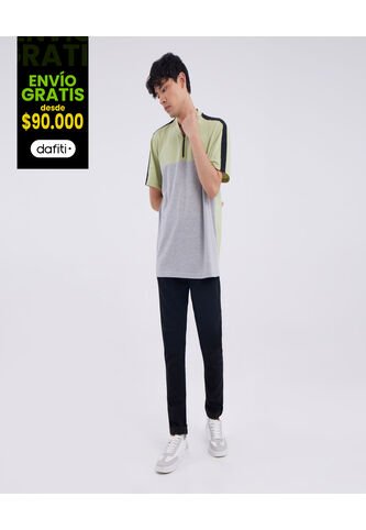 Polo Para Hombre Cuello Mao Sin Bolsillo Color Verde  Marca Ostu #60110527 Ostu