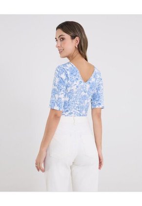 Body  Para Mujer Manga 3/4 Color Azul Marca Ostu #40200218