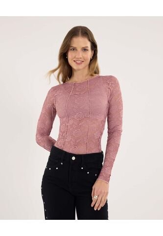 Camiseta Para Mujer Manga Larga Cuello Redondo Color Rosado Marca Ostu #40092559 Ostu