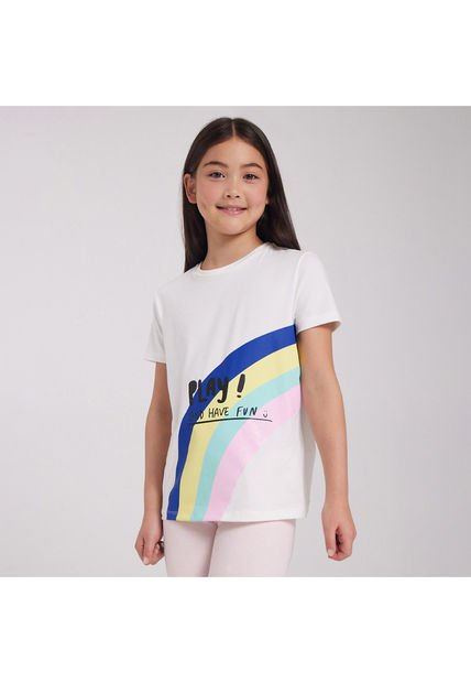 Camiseta Para Niña Manga Corta Color Crema Marca Ostu #90090147
