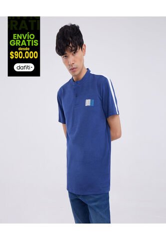 Polo Para Hombre Cuello Mao Sin Bolsillo Color Azul  Marca Ostu #60110528 Ostu
