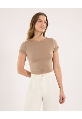 Camiseta Para Mujer Manga Corta Moda Color Café Marca Ostu #40092632 Ostu