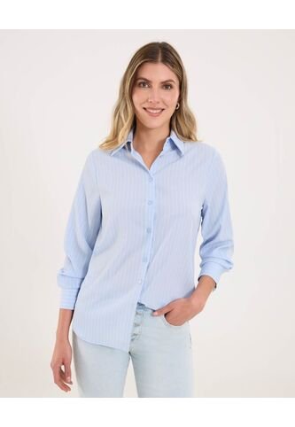 Camisa Para Mujer Manga Larga Color Celeste Marca Ostu #40010318 Ostu