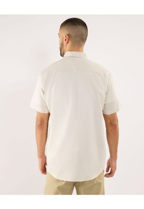 Camisa  Para Hombre Manga Corta Sin Bolsillo Cuello Casual M Color Camel Marca Ostu #60010868