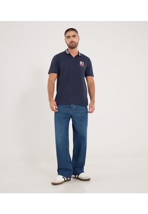 Polo Para Hombre Cuello Tejido Sin Bolsillo Color Azul Marca Ostu #60110843