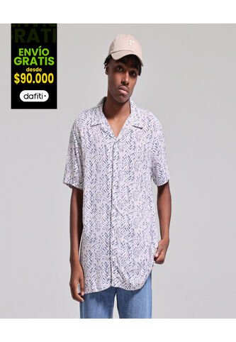 Camisa Para Hombre Manga Corta Sin Bolsillo Color Blanco Marca Ostu #60010527 Ostu