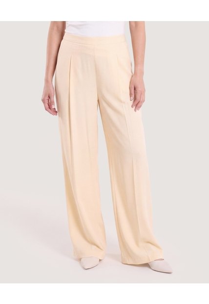 Pantalón Palazzo Fluido  Para Mujer Beige Ostu