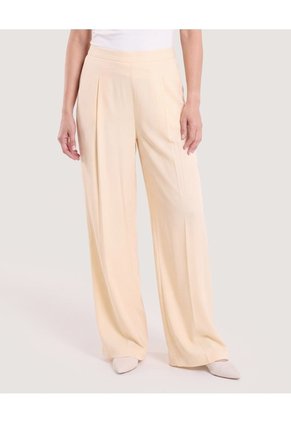 Pantalón Palazzo Fluido Para Mujer Beige Ostu