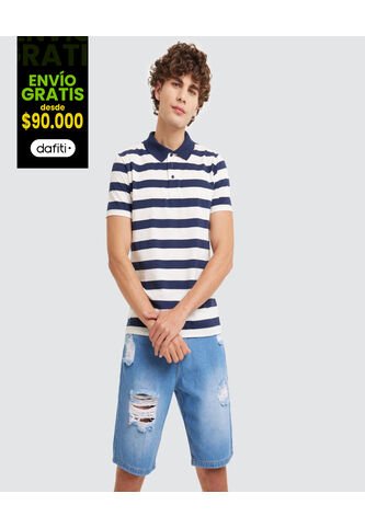 Polo Para Hombre Cuello Tejido Sin Bolsillo Color Azul  Marca Ostu #60110494 Ostu