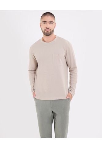 Camiseta  Para Hombre Manga Larga Cuello Redondo Color Beige Marca Ostu #60091869 Ostu