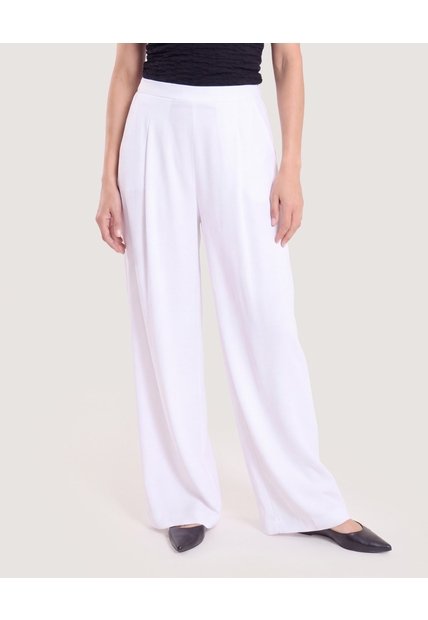 Pantalón Palazzo Fluido  Para Mujer Blanco Ostu