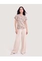 Pantalón Palazzo Fluido  Para Mujer Beige Ostu de Ostu