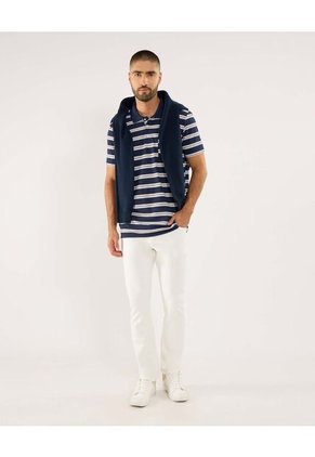 Polo Para Hombre Cuello Tejido Con Bolsillo Color Azul Marca Ostu #60110801