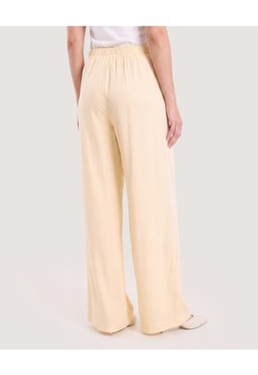 Pantalón Palazzo Fluido Para Mujer Beige Ostu
