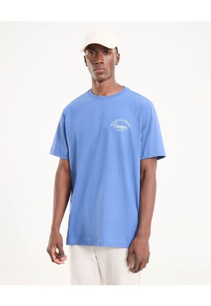 Camiseta Para Hombre Manga Corta Cuello Redondo Color Azul Marca Ostu #60091698