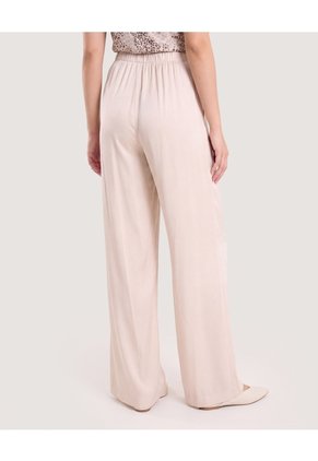 Pantalón Palazzo Fluido  Para Mujer Beige Ostu