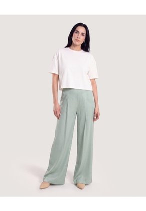 Pantalón Palazzo Fluido  Para Mujer Verde Ostu