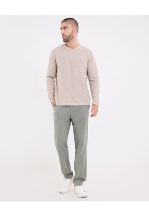 Camiseta  Para Hombre Manga Larga Cuello Redondo Color Beige Marca Ostu #60091869