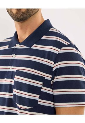 Polo Para Hombre Cuello Tejido Con Bolsillo Color Azul Marca Ostu #60110801