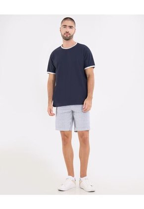 Camiseta  Para Hombre Manga Corta Cuello Redondo Color Azul Marca Ostu #60091863