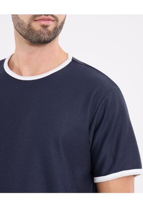 Camiseta  Para Hombre Manga Corta Cuello Redondo Color Azul Marca Ostu #60091863