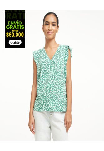 Blusa Para Mujer Manga Corta Color Verde  Marca Ostu #40120720 Ostu