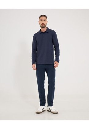 Polo  Para Hombre M/L Cuello Maquina Sin Bolsillo Color Azul Marca Ostu #60110860